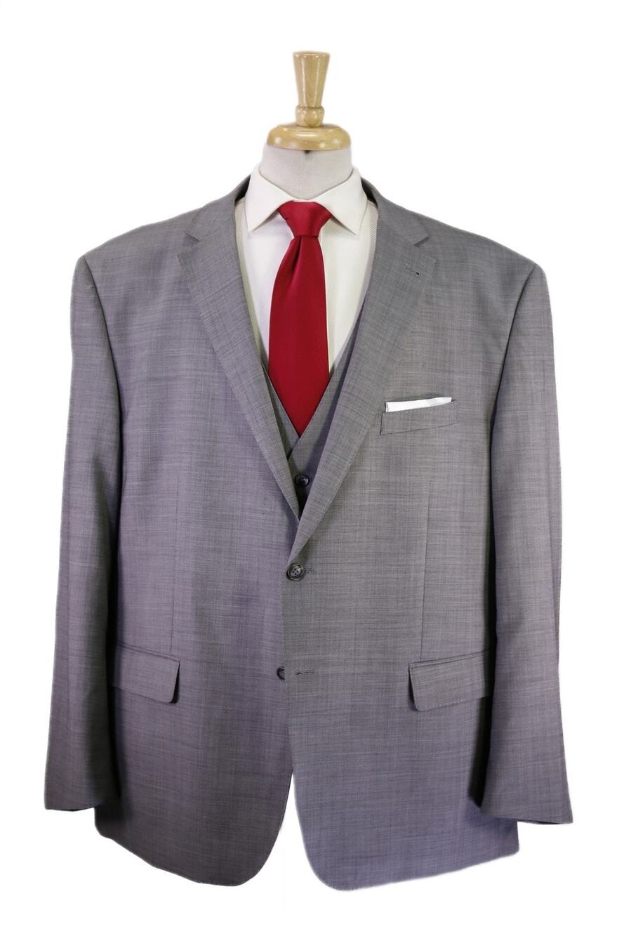 Joseph Abboud Solid Light Gray 3-Piece Wool Suit Big 56R